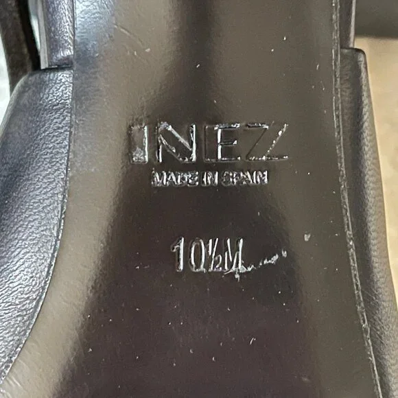 Inez Coco slingback square toe block heel pump in Black Nappa size 10.5 - Picture 10 of 13